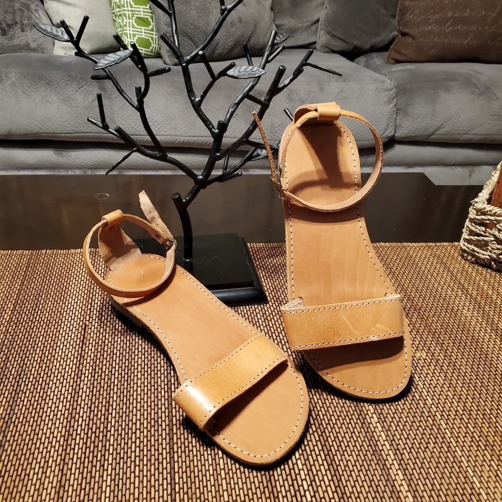Womens Ankle-Strap Sandals - Casual Summer Style - Genuine Leather